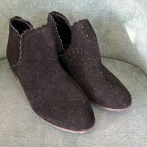 Black Perforated Ankle Booties